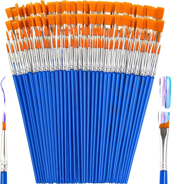 160 Pcs Flat Tip Round Acrylic Paint Brushes and 110 Pcs Flat Tip Round Acrylic Paint Brushes