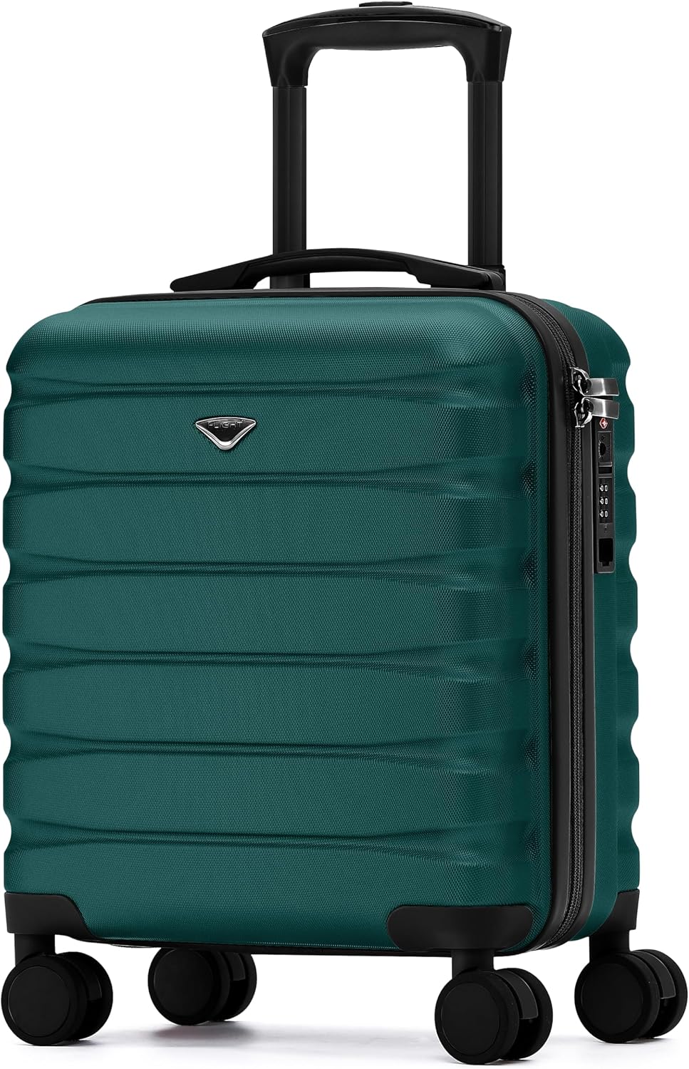 Flight Knight Carry On Suitcase 18x14x8" Hardside Built In TSA Lock & USB Port Lightweight Luggage Silent Double Spinner Wheels Maximum Underseat Carry-On Bag For American & United Approved Airlines