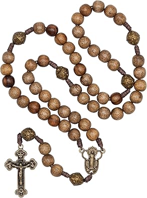 IntercessionTM Our Father Sacred Handmade Solid Wood Rosary (Our Lady - Walnut)