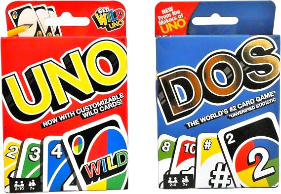 Mattel Uno Card Game Bundled with Dos Card Game, Multicolor