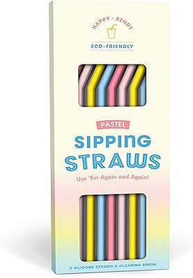 Knock Knock Silicone Straws, Set of 8, Pastel