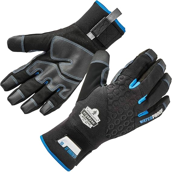 Waterproof Work Gloves, Thermal Insulated, Touchscreen, Enhanced Grip, Ergodyne ProFlex 818WP , Black