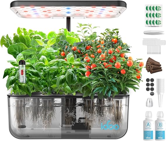 iDOO Hydroponics Growing System with 12 Pods Kit & LED Grow Light