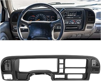 Dashboard Radio Panel Compatible with 1995-1999 Chevrolet GMC C1500 C2500 C3500 K1500 K2500 K3500 Tahoe Suburban Blazer Yukon Dash Cover Cluster Vents Instrument Black