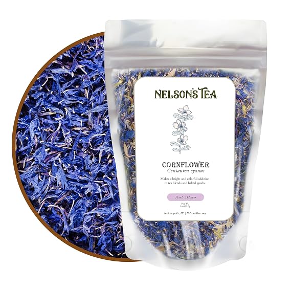 Nelson's Tea Dried Blue Cornflower Petals Centaurea cyanus Cut Sifted, 2 oz
