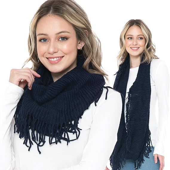 BASICO Winter Infinity Scarfs for Women Warm Knit Plaid Infinity Scarf Circle Loop Scarves