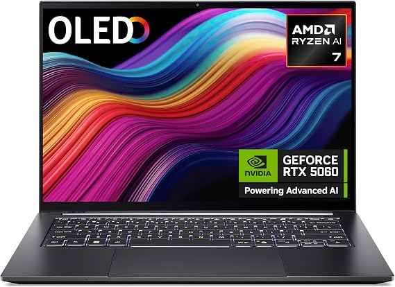 Acer Swift X 14 AI SFX14-61G Co-Pilot+ Laptop - AMD Ryzen AI 7 350, 16GB, 1TB SSD, NVIDIA GeForce RTX5060, 14.5" 2.8K OLED 120Hz Touchscreen, Windows 11, Iron