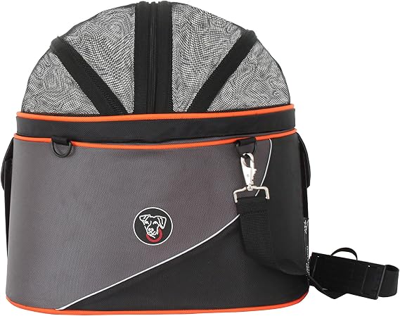Cocoon Pet Carrier, Airline Carrier, car seat and Ready for use as Bicycle Basket, Large, Anthracite/Orange