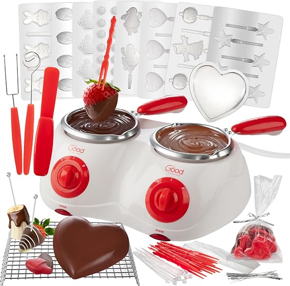 Electric Chocolate Melting Pot Dual Set with 30-Piece S'mores Accessories