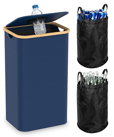 Magicheap 26 Gallon Recycling Bins for Kitchen with lid, Blue