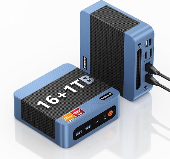 BOSGAME E5 Mini PC [Dual LAN], AMD Ryzen 3 5300U Mini PC with 16GB DDR4 1TB SSD, Mini Computers (up to 4.4Ghz) 4K Triple Display/BT5.0/WiFi 5/Dual Channel