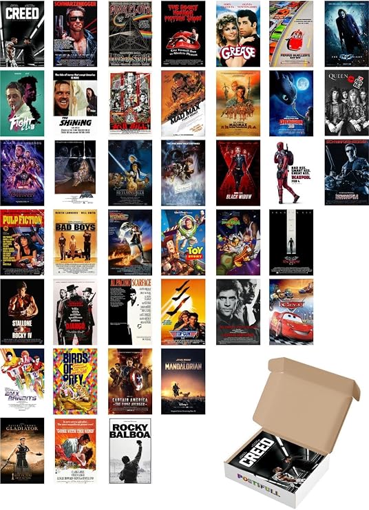 Postifull Film Afişleri Duvar Posteri Kolaj Seti - 60 Adet - Sinema Poster Seti, Arkası Yapışkanlı, 10Cm*15Cm;