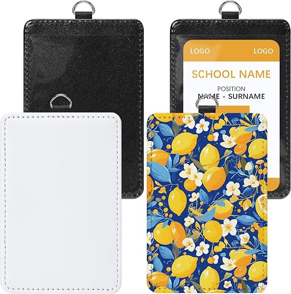 4pcs Sublimation id Badge Holder Blanks Bulk Heat Transfer Print Waterproof Name Tags Blank pu Leather ID Card Sublimation Card Holder