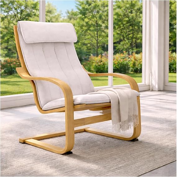 The Duable Poang Chair Cover Replacement is Compatible with IKEA Poang Armchair Slipcover Only (Polyester Flax Beige)