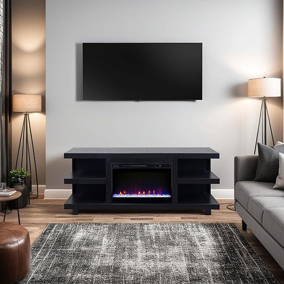 65 inch Fireplace TV Stand for TVs up to 75 inches, Minimal Assembly,