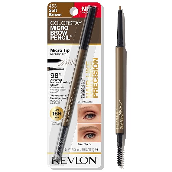 Revlon ColorStay Micro Brow Pencil, 453 Soft Brown, 0.003 oz