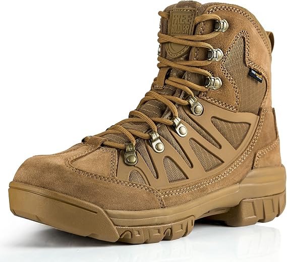 FREE SOLDIER Men's Waterproof Tactical Hiking Boots Military Work Boots Combat Boots(Brown 11.5)