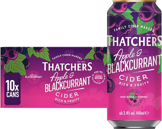 Thatchers Apple & Blackcurrant Fruit Cider, 10 x 440ml Cans