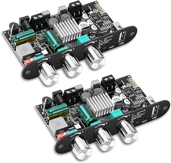 Daakro ZK-502MT Bluetooth Amplifier Board,50W+50W 2.0 Channel Amp Board with Treble and Bass Control,DC 9-24V, Bluetooth and AUX Inputs, Audio Amp