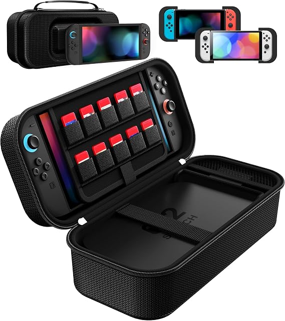 ivoler Carrying Case for Nintendo Switch 2/OLED/Switch - Black