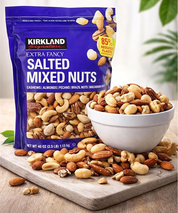 Extra Fancy Mixed Nuts with Sea Salt, 40 oz Resealable Pouch Deluxe Variety Nut Snack with Cashews, Almonds, Pecans, Brazil Nuts & Macadamias Protein Rich Kosher