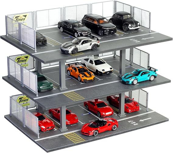 1/64 Diecast Display Case Garage Model,3-Tier Metal Steel Frame Diorama Box
