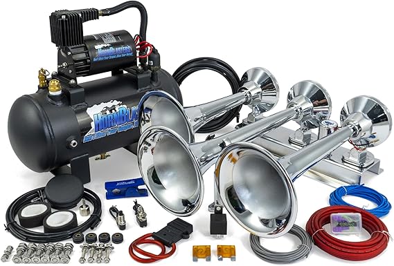 HornBlasters Chrome Flatlaw 127H Train Horn Kit