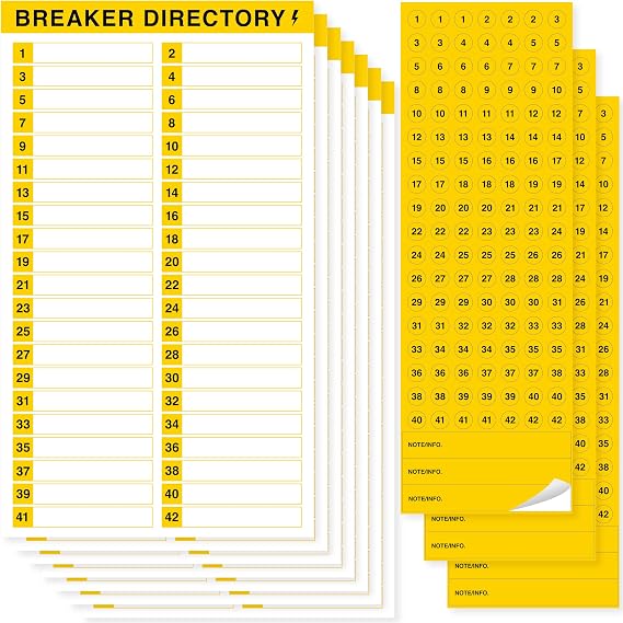 10 Sheets Breaker Panel Labels & 7 Breaker Catalog Stickers, Waterproof Durable Self-Adhesive Electrical Stickers