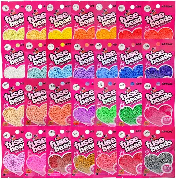 Artkal Mini Fuse Beads Soft Mini Melty Beads 30 Colors 30 Pack 30000 Pieces 2.6mm Plastic Round Beads