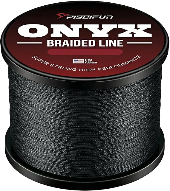 Piscifun Onyx Braided Fishing Line, Abrasion Resistant, 6-150lb | PE braid, zero stretch feel, low memory, fast water cutting, 4/8 strand design
