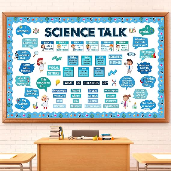 Pajean 93 Pcs Blue Science Talk Bulletin Board Posters Classroom Decor