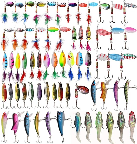 Fishing Lures Kit Spoon Spinnerbaits Swimbait Crankbaits Minnow Variety Kit Rooster Tail Trout Spinner Salmon Spoons Walleye Assorted Metal Hard Lures Spinners Bait