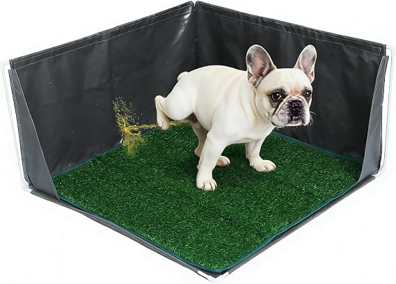 Dog Grass Pad with Tray Puppy Pad Holder with High Walls