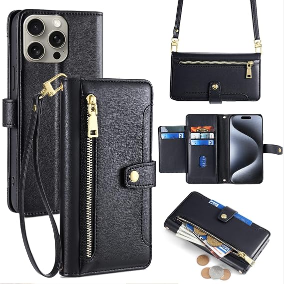 Compatible for vivo IQOO Neo 9 Pro 5G Case,Compatible with vivo IQOO Neo 9 Pro 5G Phone Case Cover [6 card slots + 1 money clip + 1 wallet] yHMGK6-black