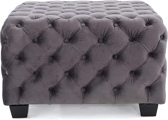 Christopher Knight Home Jaymee Velvet Ottoman, Grey