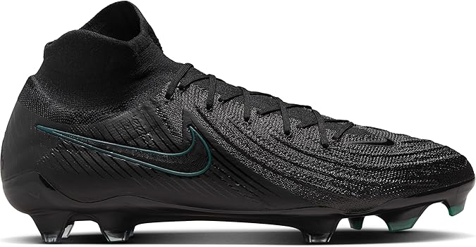 Nike Phantom Luna 2 Elite FG High-Top Soccer Cleats (FJ2572-002, Black/Deep Jungle/Black) Size 12