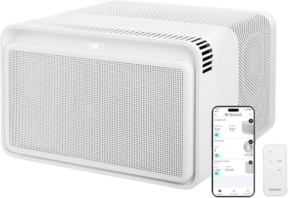Windmill 8,000 BTU Quiet Window Air Conditioner, Cools up to 250-350 sq ft