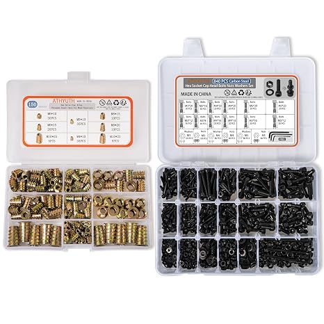 Hex Socket Flanged Threaded Inserts kit for Wood; ATHYUTH Metric Hex Socket Head Cap Screws Assortment Kit.
