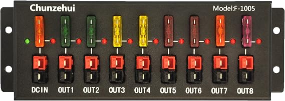 F-1005 9 Port 40A Connector Power Splitter Distributor Source Strip, 1 Input and 8 Output.