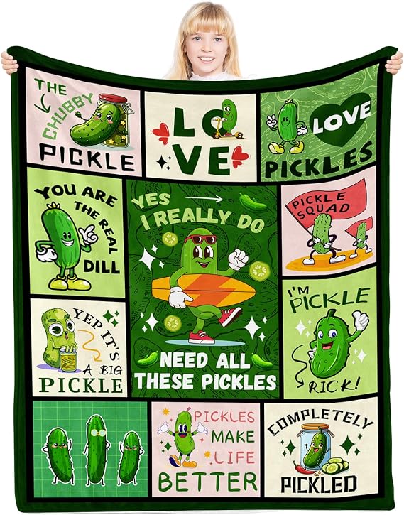 Pickle Gift Blanket for Pickle Lovers, Pickles Gifts for Girl Boy,Women, Soft Pickles Blanket for Boys Girls Teens, Warm Blankets for Boy, Bed Sofa Birthday Gifts for Chritsmas Thanksgiving 40x50in