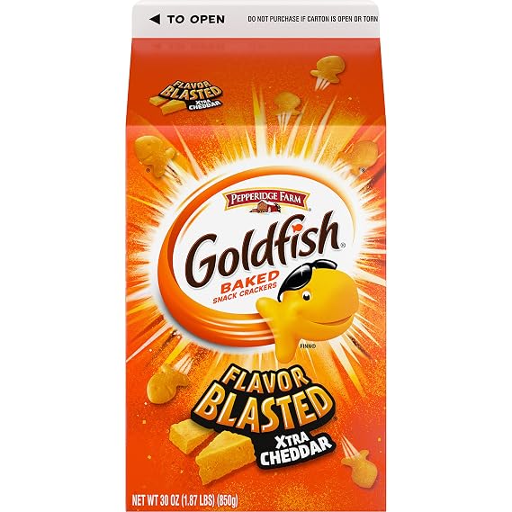 Goldfish Flavor Blasted Xtra Cheddar Cheese Crackers, Baked Snack Crackers, 30 Oz Carton