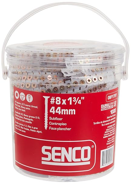 SENCO Duraspin #8x1-3/4 Collated Flooring to Wood Screw (08F175Y) 1000ct.