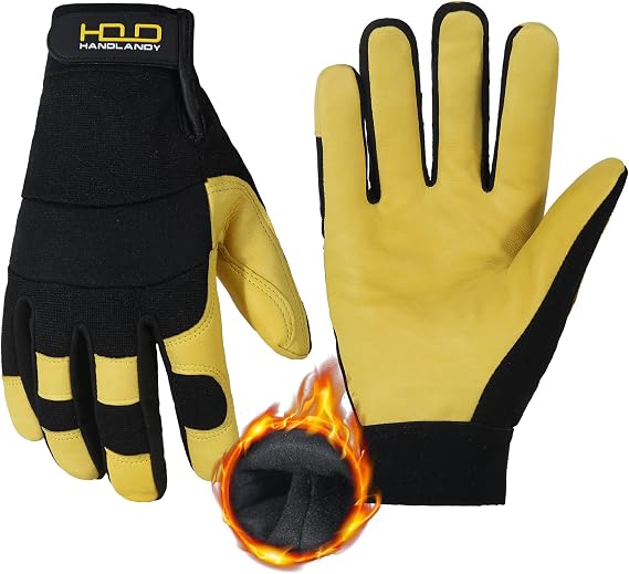 HANDLANDY Insulated Work Gloves, Thermal Winter Gloves Waterproof for Men Women