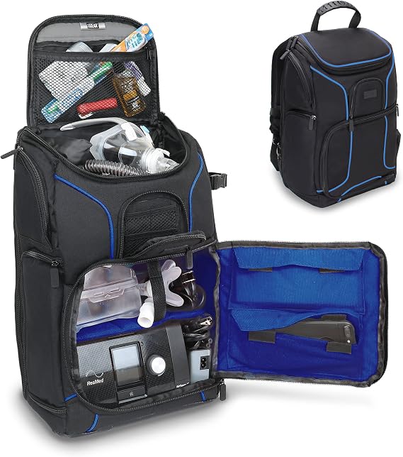 USA Gear CPAP Backpack Travel Fits ResMed AirSense 11, Airmini, Philips Respironics DreamStation, 3B Medical Luna G3, Customizable Interior for Tubing, Masks, Filters, More CPAP Accessories