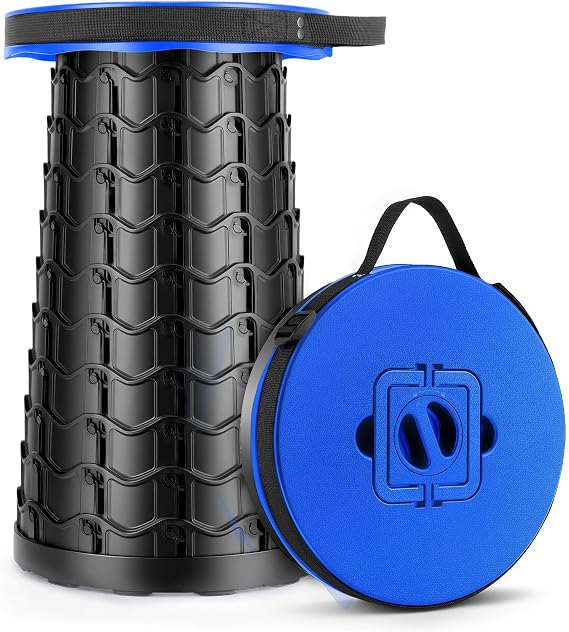 Height Adjustable Foldable Stool- Collapsible Stool for Waiting in Line