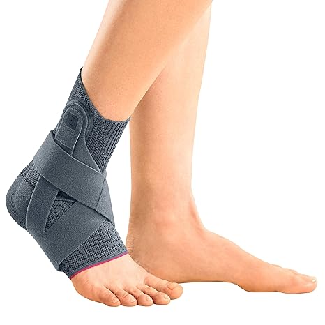 medi Levamed Active Ankle Brace Right Silver Size II Foot Bandage with Stabilising Belt System