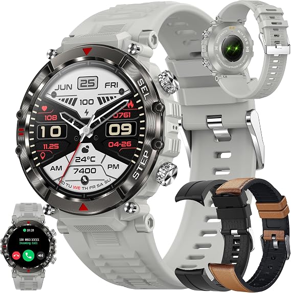 Smart Watch for Men (Answer/Make Calls), 1.39" Outdoor Waterproof Tactical Smartwatch with 123 Sport Modes, Sleep Heart Rate Monitor, Pedometer, IP68 Waterproof Fitness Tracker for iOS Android