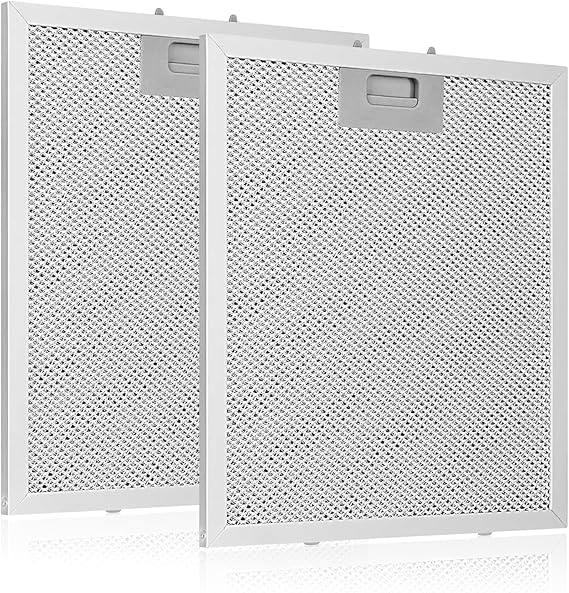 2 Pack 5-Layer Aluminium Cooker Hood Filter, 320x260mm, Metal Grease Filter Aluminum Mesh Hood Vent Filter Replacement Compatible with Many Leading Range Hoods