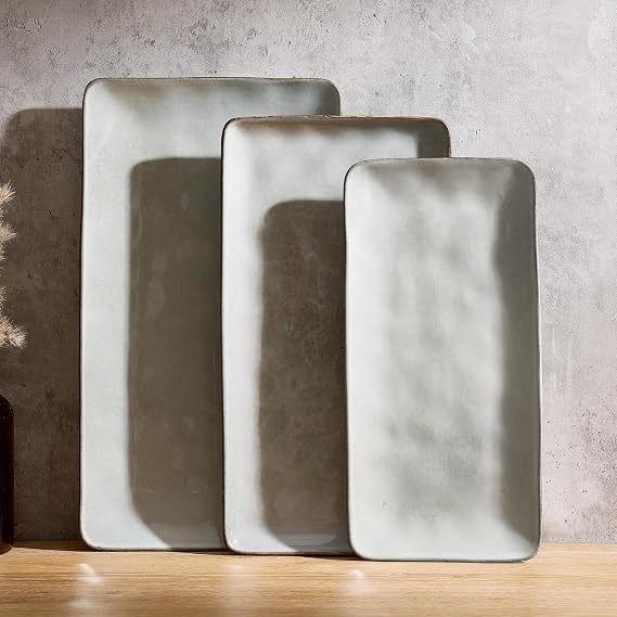 Famiware Serving Platters Set of 3 Sizes - Rectangular, Grey