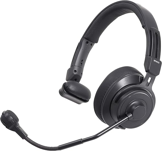 Audio-Technica BPHS2S Single-Ear Broadcast Headset with Hypercardioid Dynamic Boom Microphone, Black